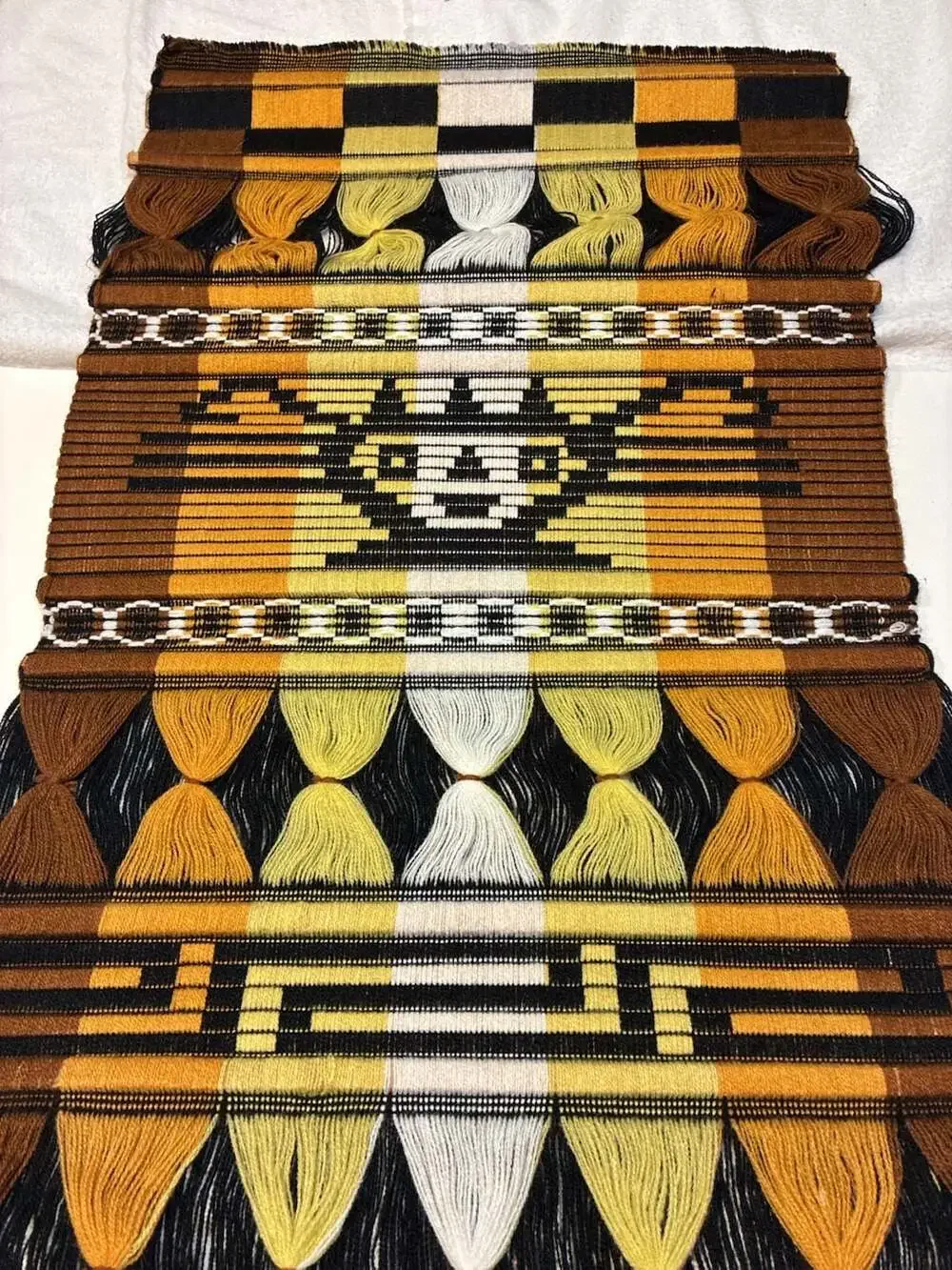 Vintage Hand Woven Wool Wall Hanging with Llama and Geometric Motifs